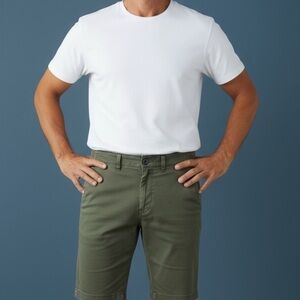 Union Men’s Khaki Green Casual 5 Pocket Shorts Cotton Size 34 R